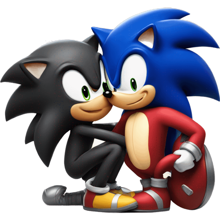 sonic the hedgehog kissing shadow the hedgehog emoji