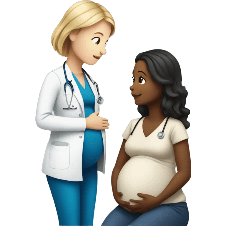 pregnant girl talking to a doctor emoji