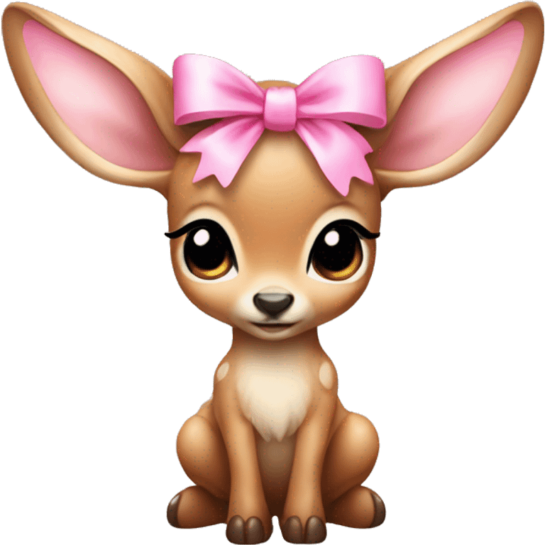 baby deer with fairy wings and a pink bow around its neck  emoji