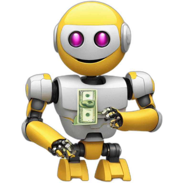 AI futuristic robot with money emoji