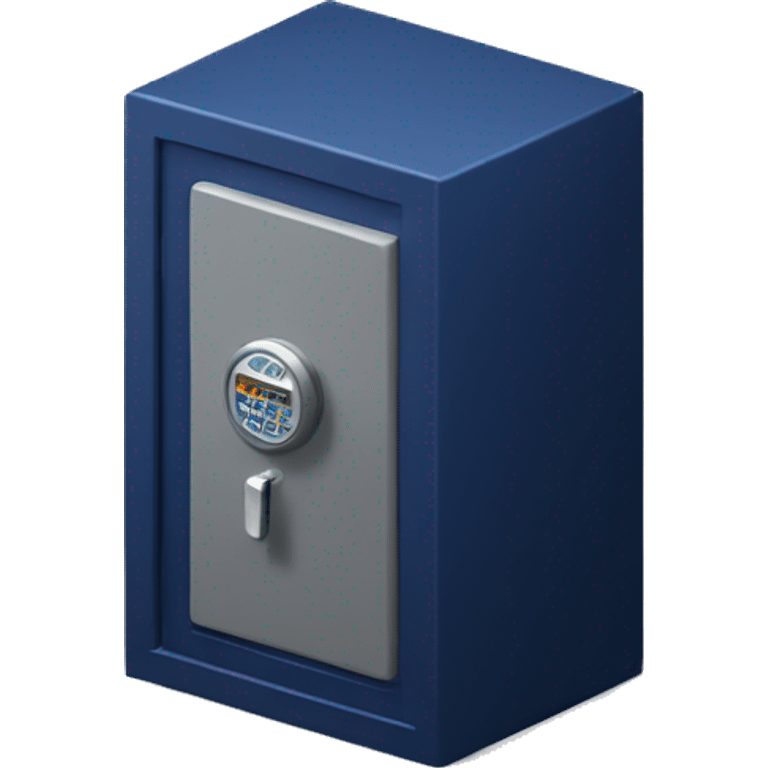 3d  isometric small safe in dark blue emoji