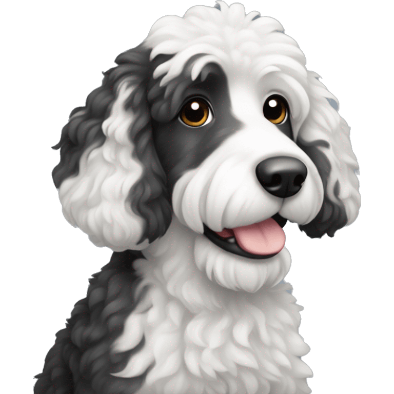 Black white and gray bernadoodle emoji