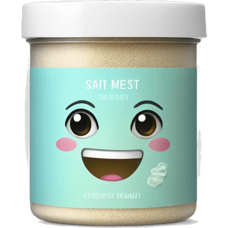 body scrub pot with label emoji