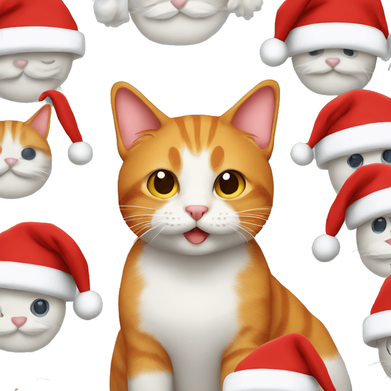 Ginger cat wearing Santa hat emoji