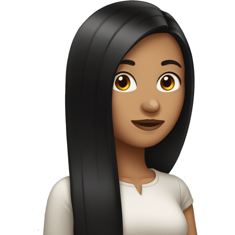 Tan girl with long straight black hair emoji