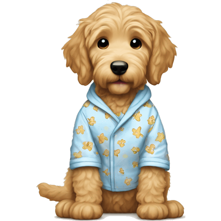 golden doodle puppy wearing pajamas  emoji