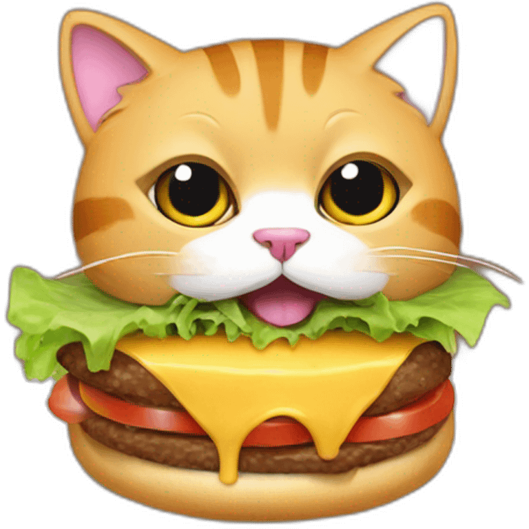 Cat eat thé burger emoji