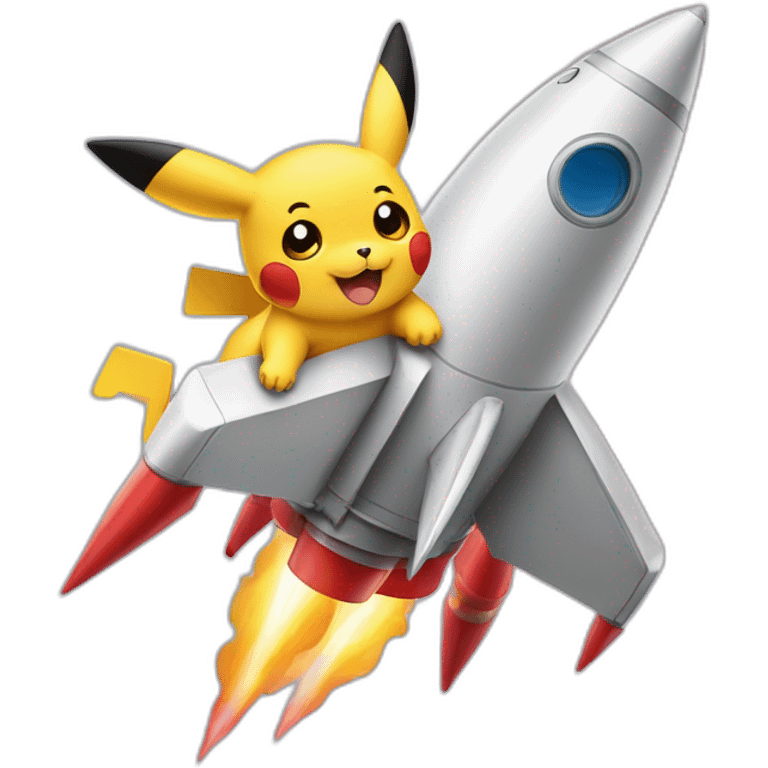 pickachu with mickey ears on a rocket ship emoji