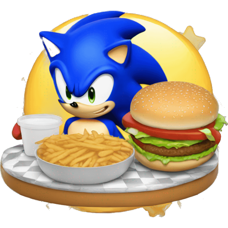 Sonic qui mange un burger emoji