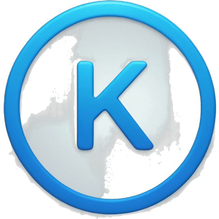 Create a circle with capital k letter in blue colour.  emoji