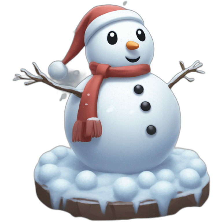 Snowman Statue Epic Mystery Legendary NewYear PokemonTheme Pokeball Snowfall Snowballs emoji