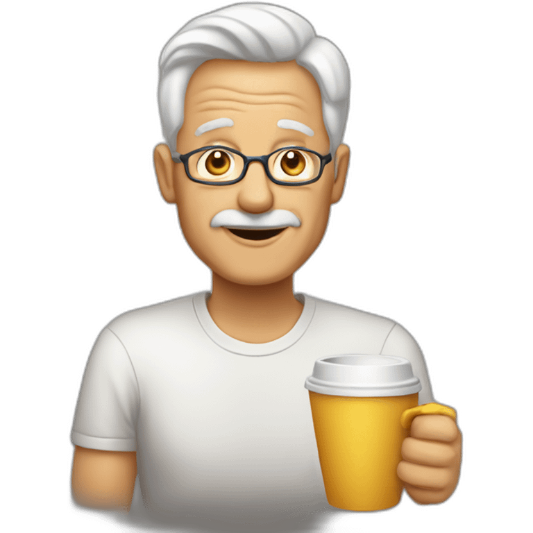 Homem 60 anos, tomando cafe emoji