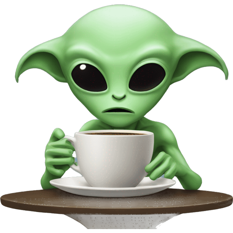 Alien drinking coffeee emoji