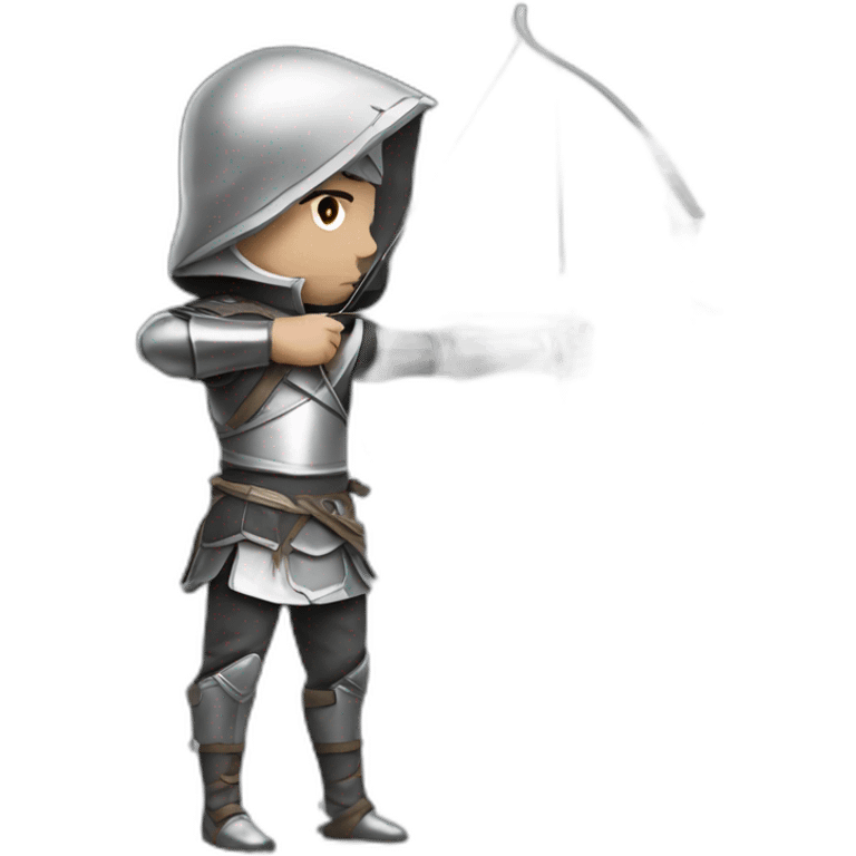 A warlike archer made of silver, looking sideways emoji