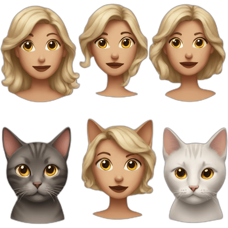 woman plus three cats emoji