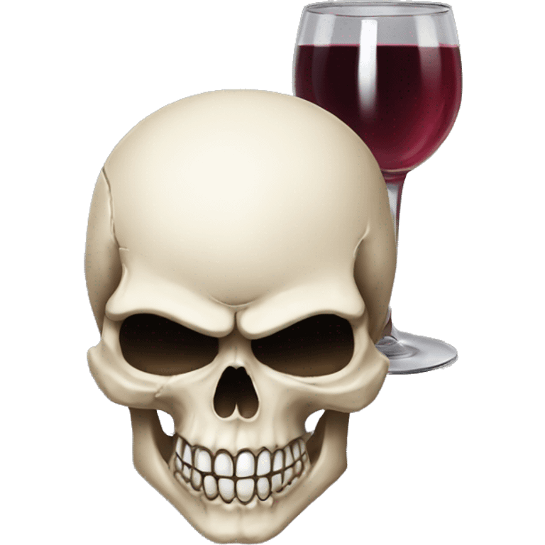 Skull face with American bandana holding wine emoji