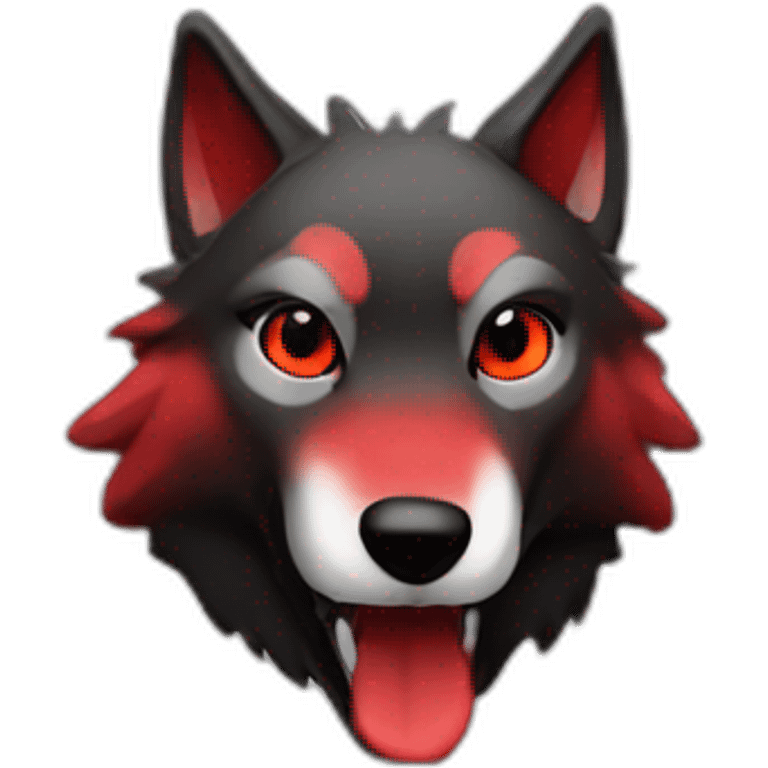 Wolf emotes red black colour  emoji