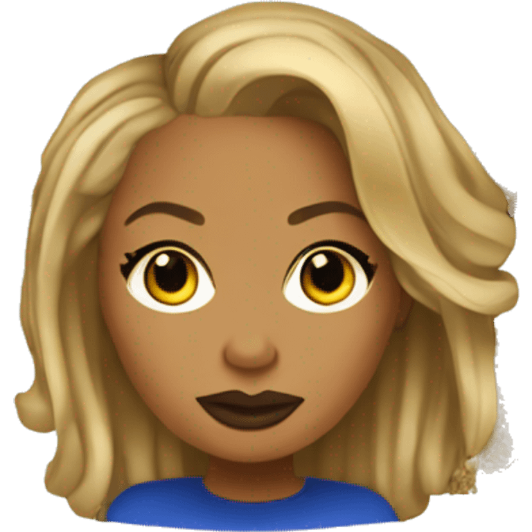 Mad Mary j blige with blue and gold locs wearing a royal blue and gold dress  emoji