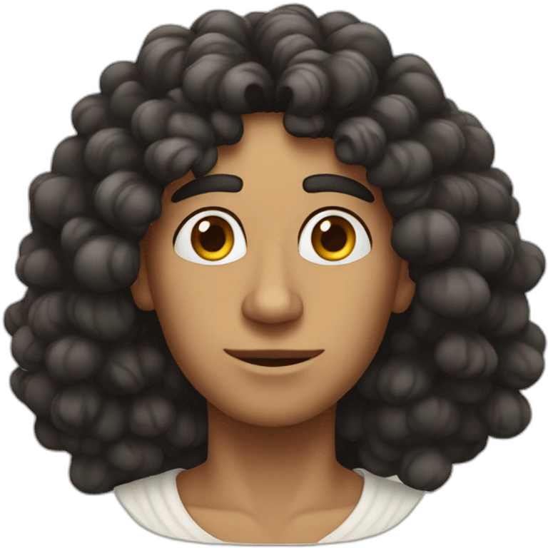 Egyptian dude with a long nose, curly hair, and oval face emoji