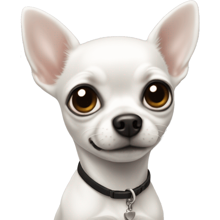 tiny white chihuahua with black ears emoji