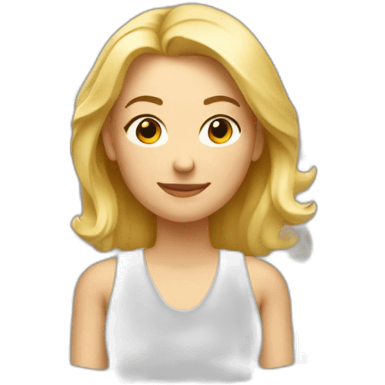 femme blonde, très GRAND front emoji