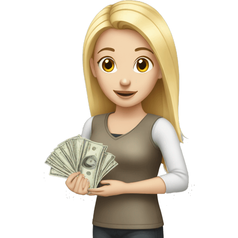 white girl paying money emoji