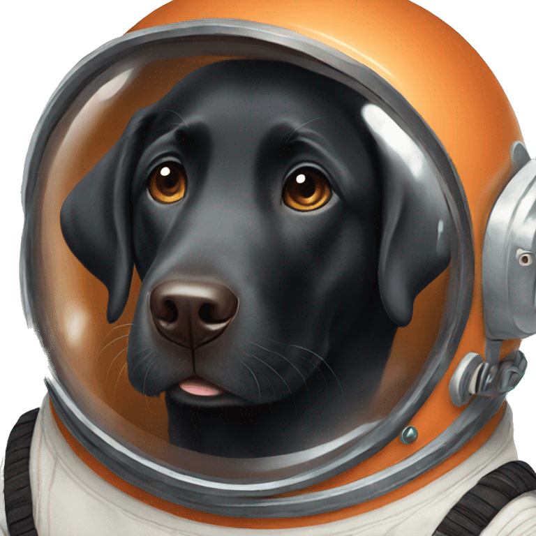 happy black labrador in Mars spacesuit emoji