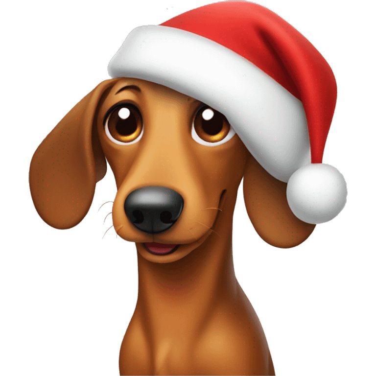 Wiener dog wearing Santa hat emoji