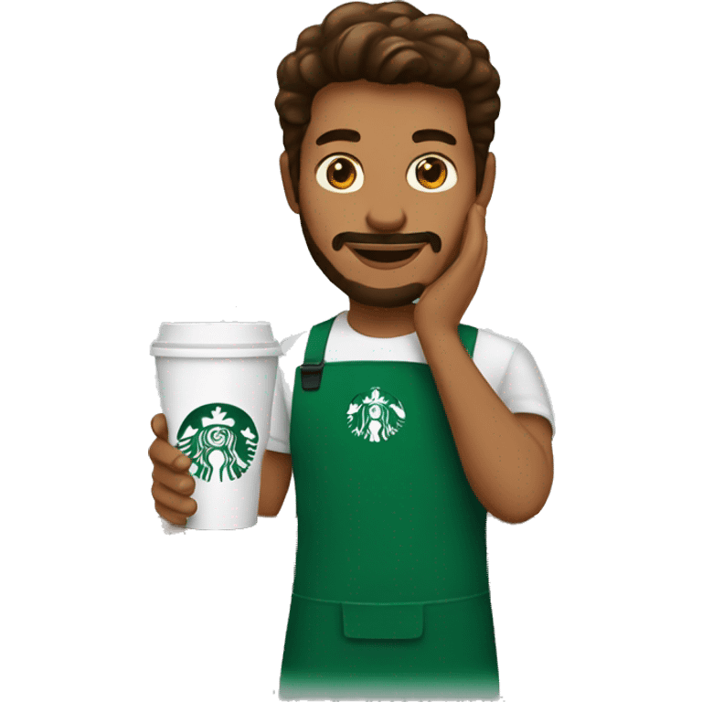 Programmer as a Starbucks barista serving coffee and croissant emoji