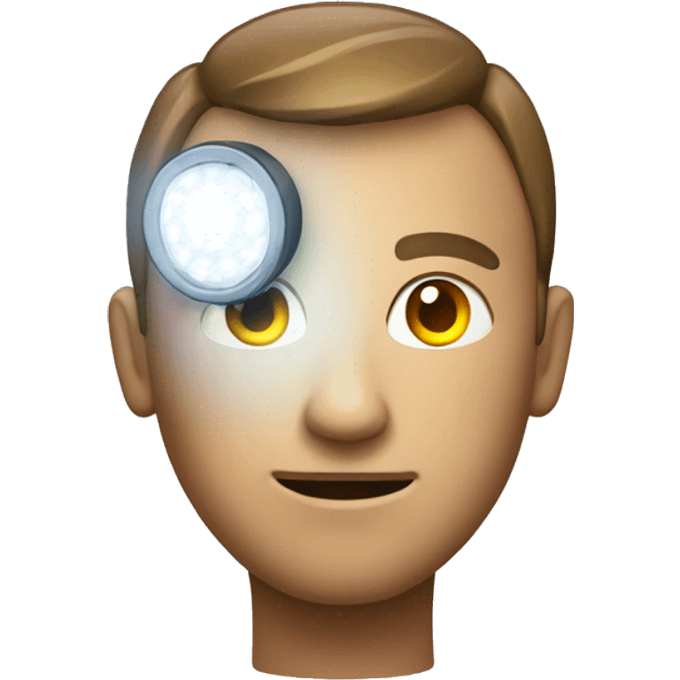 A face with a real flashlight on the head emoji