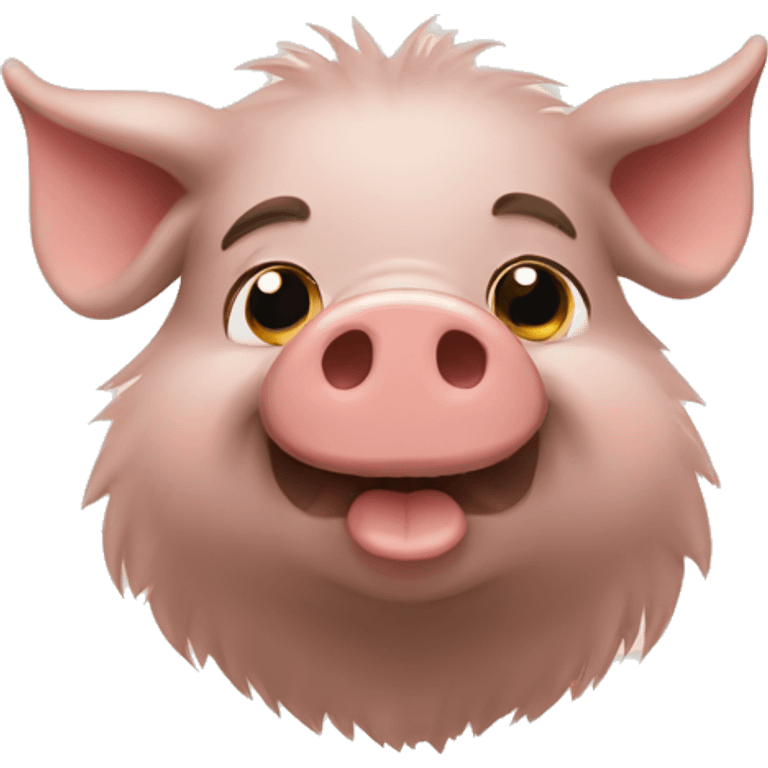 Long hairy pig with thumb Up emoji