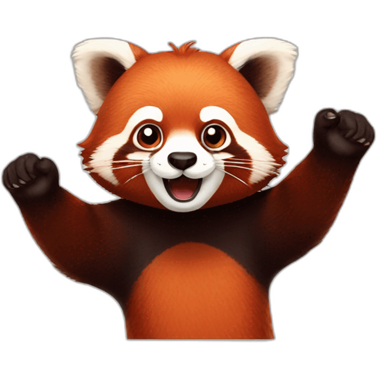 Red panda hands up emoji