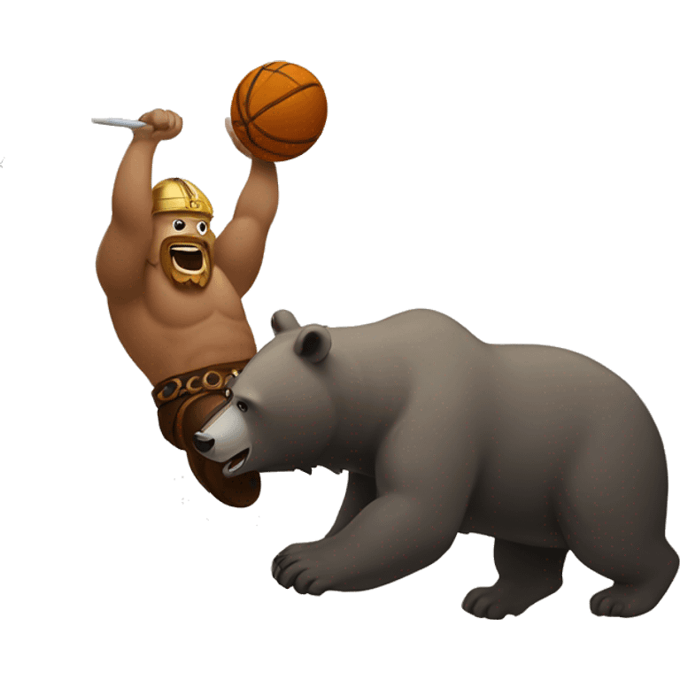 A Viking dunking on a bear emoji