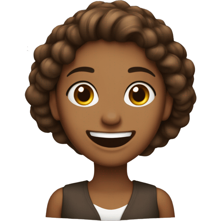 Mujer de pelo suelto largo marron oscuro sonriendo emoji