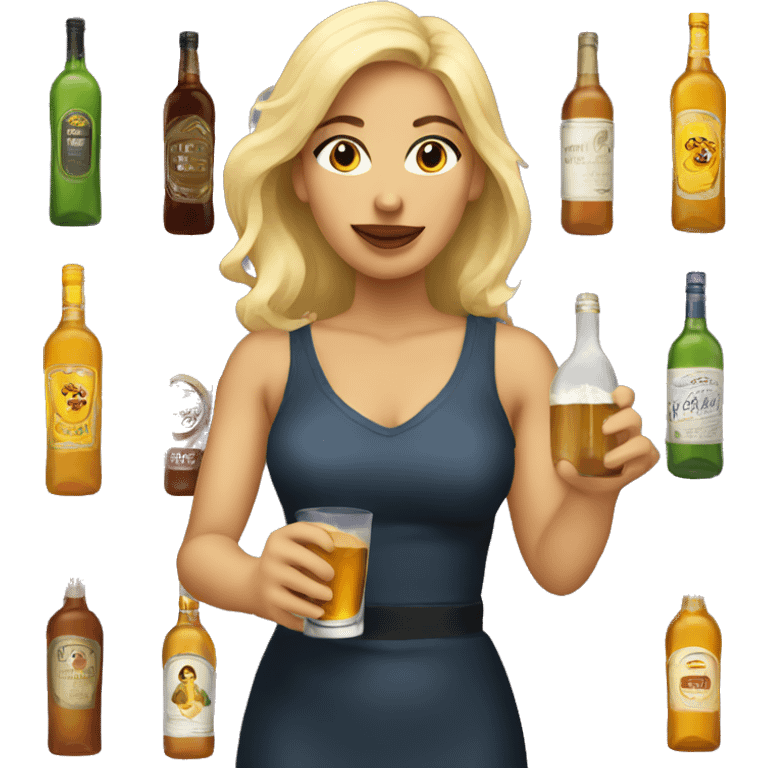 Blonde woman holding liquor  emoji