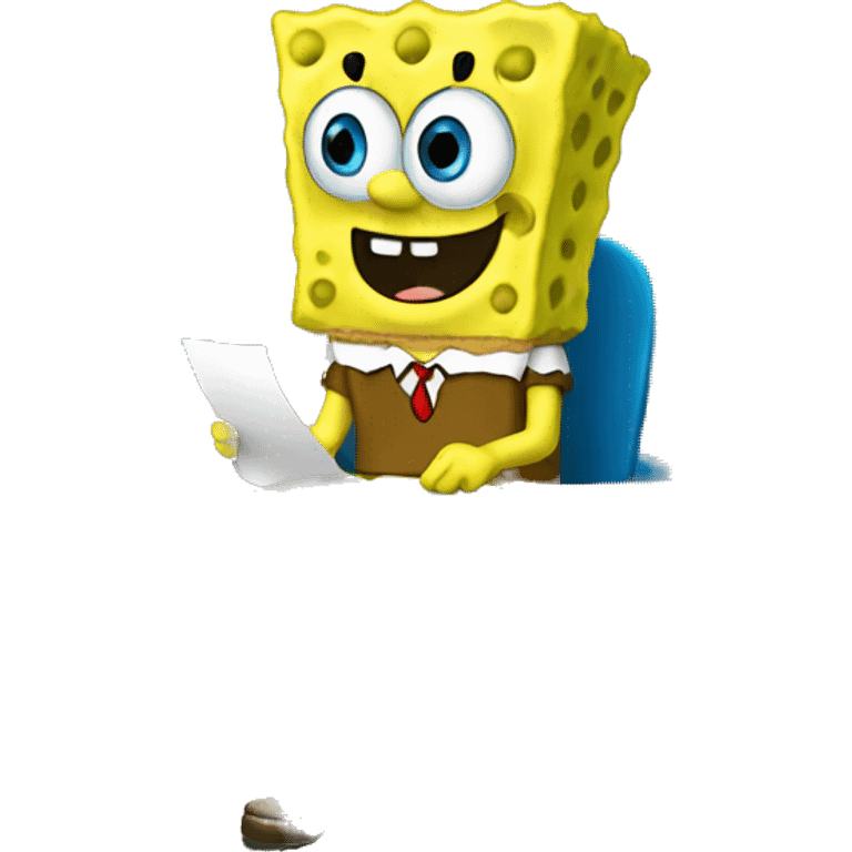 Spongebob taking an SAT exam emoji