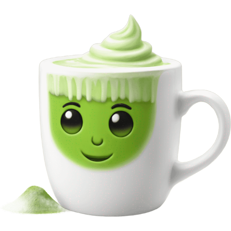 Realistic Matcha latte in white mug emoji