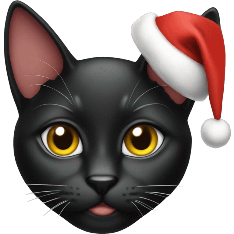 A black cat with a Christmas hat  emoji