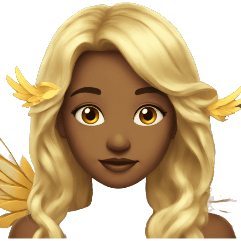 big wings, sun, gold, Beautiful, fairy, long hair emoji