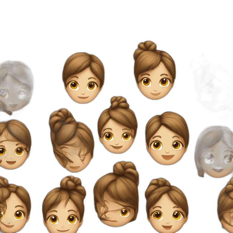 Fille gros chignon bruns jolie emoji