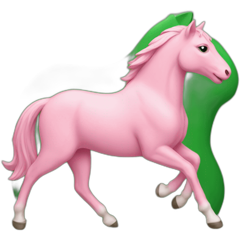 a pink cat over a green horse emoji