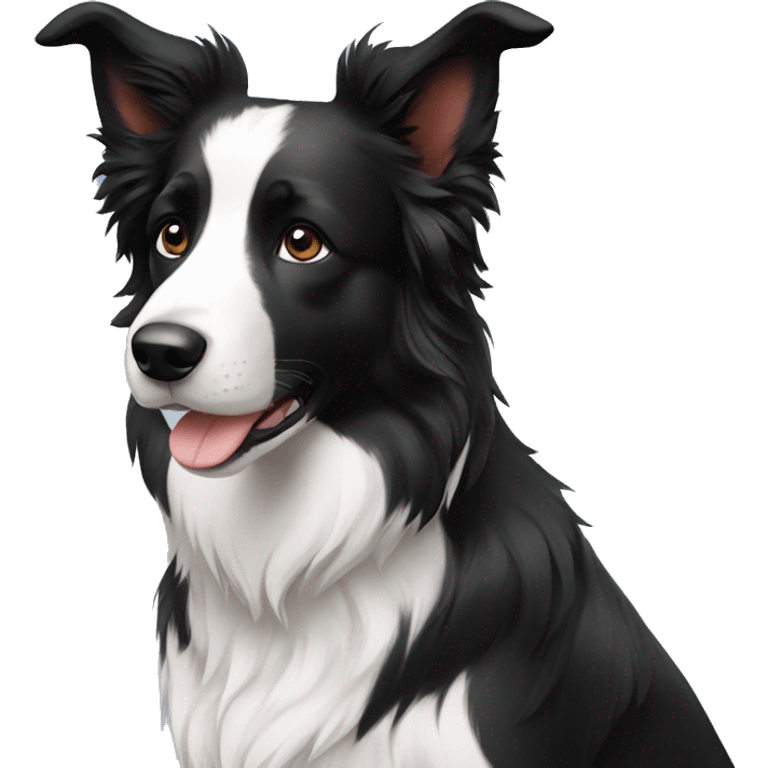 A cute Border Collie with black ears emoji