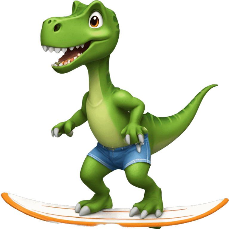 Dinosaur with Shorts Surfing  emoji