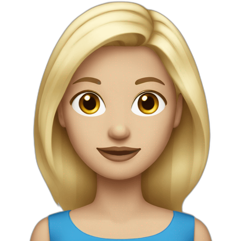 blonde straight hair with blue dress emoji