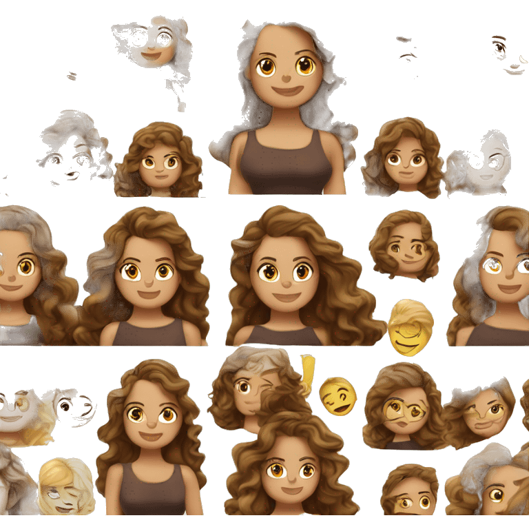 Mujer piel blanca con cabello rizado cafe y ojos color cafe oscuro emoji