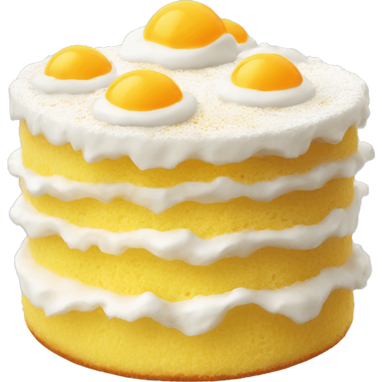 A fluffy sponge cake topped with creamy salted eggs emoji