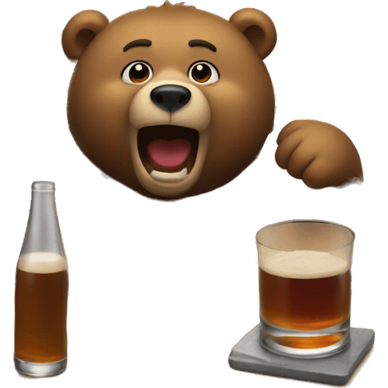 Bear throwing up at bar emoji