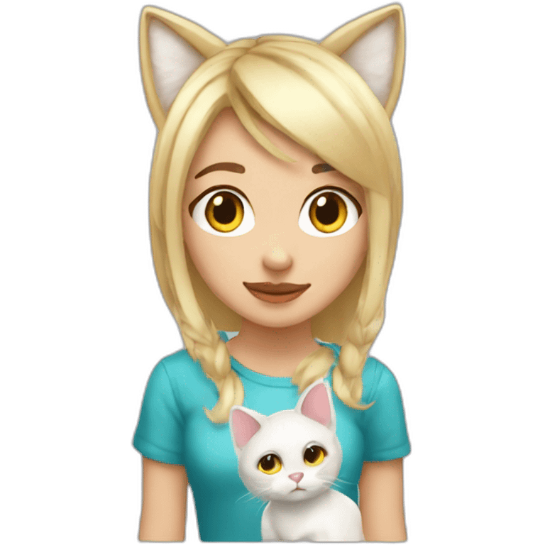 cute blonde girl with a white tail and cat ears emoji