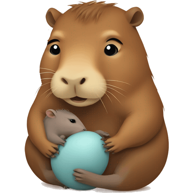 capybara holding a baby capybara emoji