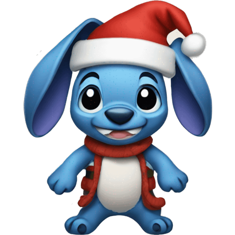 Stitch wearing Santa hat emoji